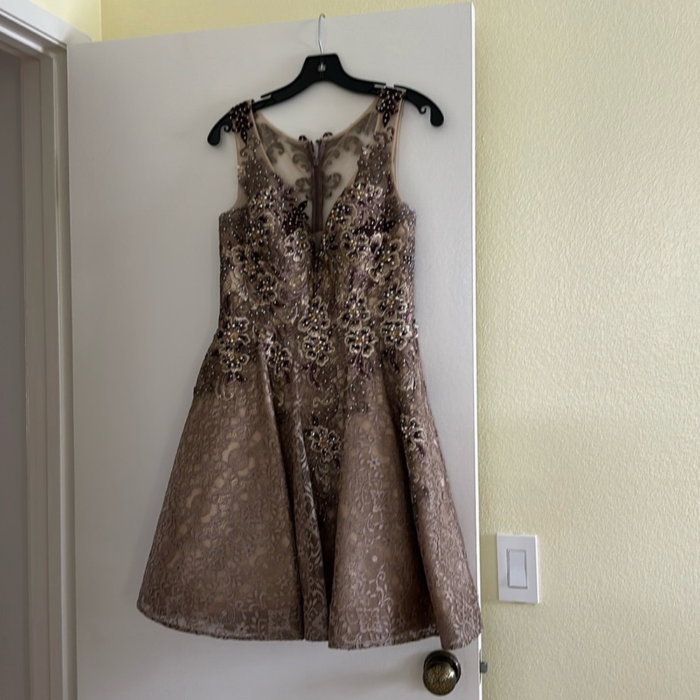 Bronze cocktail and party dress new without tag Dave & Johnny